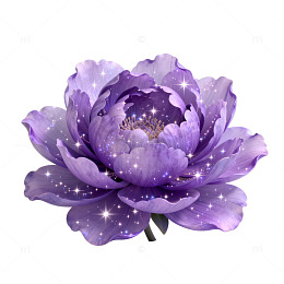 梦幻紫色牡丹花艺术插画
