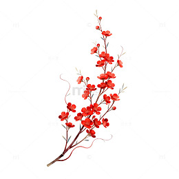 红色梅花插画装饰素材