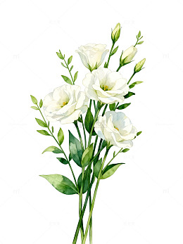 水彩风白色花朵插画素材