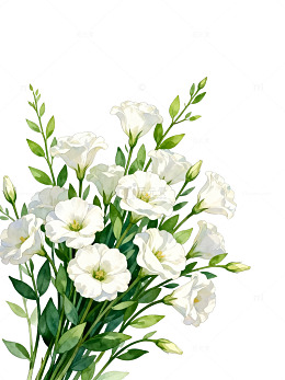 清新水彩白花插画设计素材