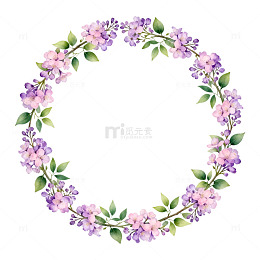 花环水彩花卉装饰图案