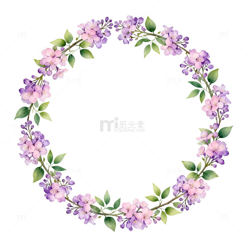 花环水彩花卉装饰图案