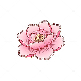 粉色花卉卡通插画设计元素