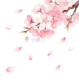 水彩樱花盛开图