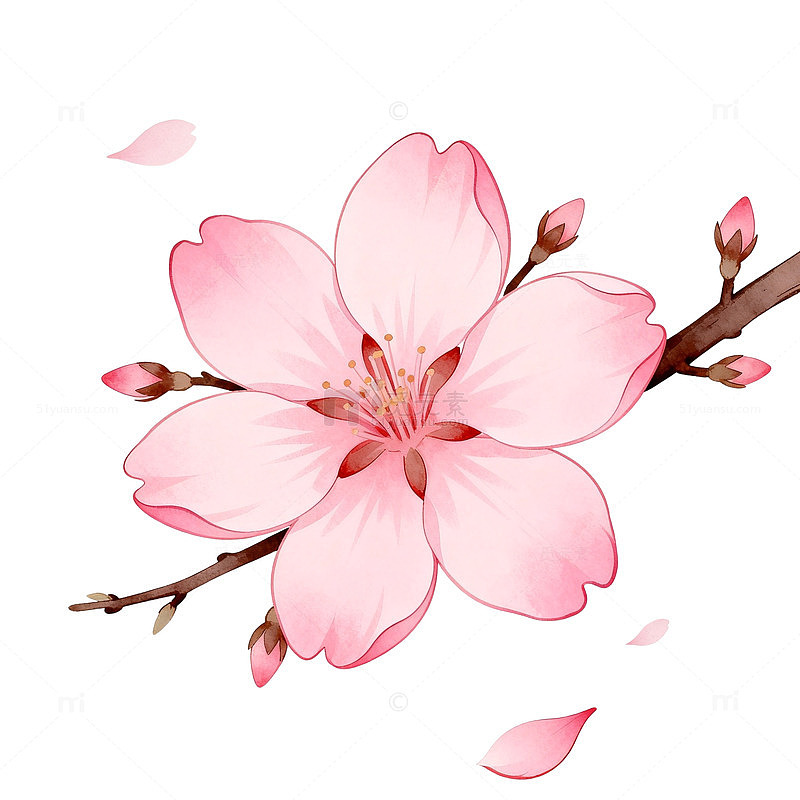 粉色樱花插画设计素材