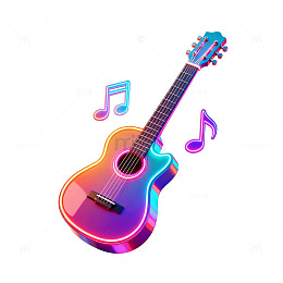 彩色吉他音符艺术矢量图