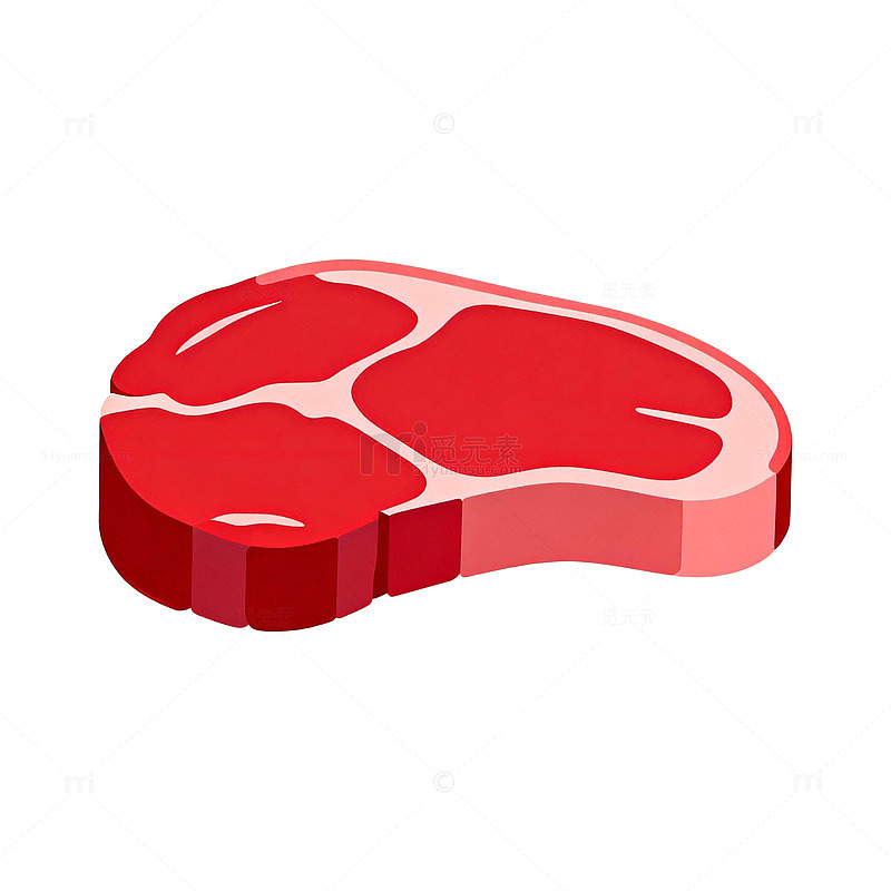 红色卡通牛肉块插画