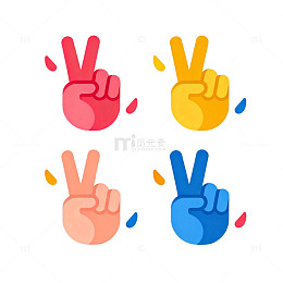 多彩手势和平符号插画