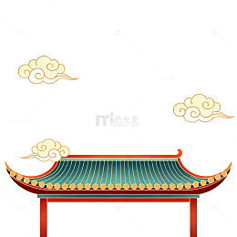 中国风传统建筑屋檐图案插画
