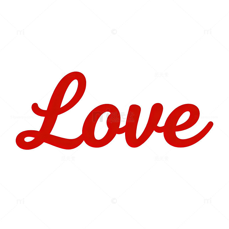 红色手写love艺术字设计素材
