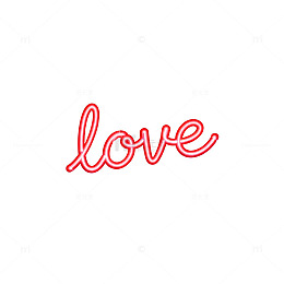 霓虹灯love艺术字设计素材