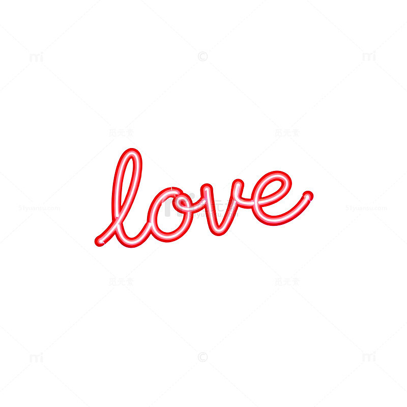霓虹灯love艺术字设计素材