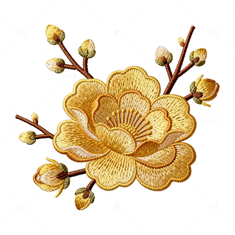 刺绣风格花朵装饰图案