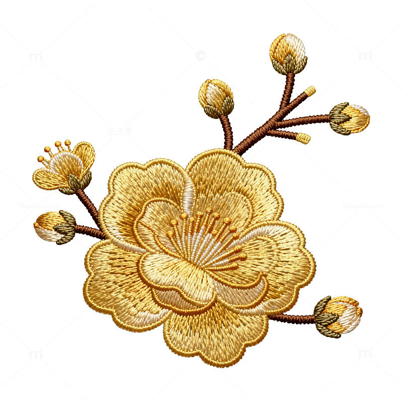 刺绣风格花卉图案