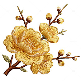刺绣风格金色花朵图案