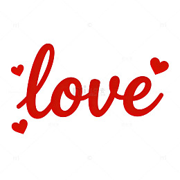红色爱心love字体设计