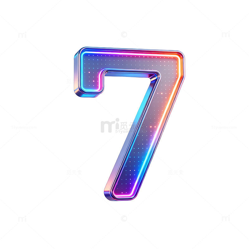 彩虹光效数字7图案设计元素
