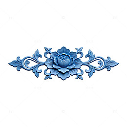 蓝色浮雕花卉装饰图案