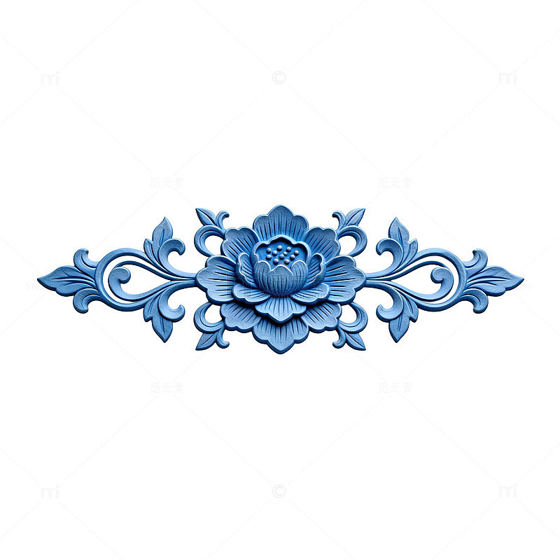 蓝色浮雕花卉装饰图案