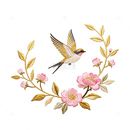 刺绣花鸟图案设计素材