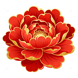 红色牡丹花图案装饰元素