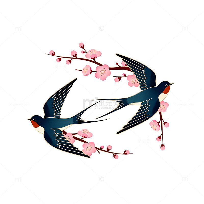 春天燕子梅花图案设计