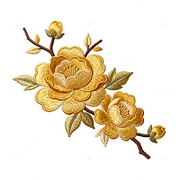 刺绣风格金色花卉图案