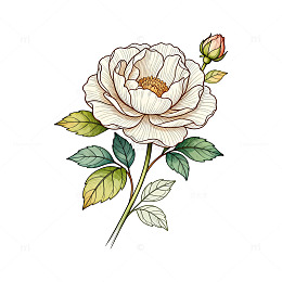 手绘玫瑰花插画素材