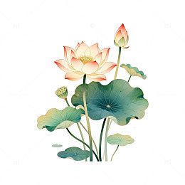 淡雅荷花水墨画设计素材