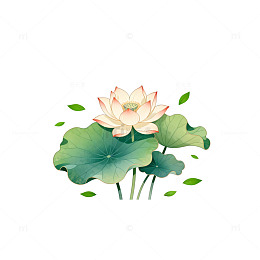 水墨荷花清新插画设计素材