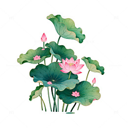 水墨风荷花插画设计素材