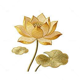 金色莲花刺绣图案