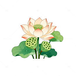 淡雅荷花插画图片