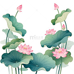 水墨荷花装饰画设计素材