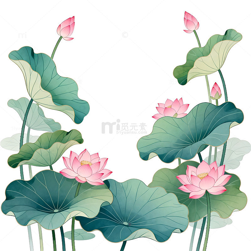 水墨荷花装饰画设计素材