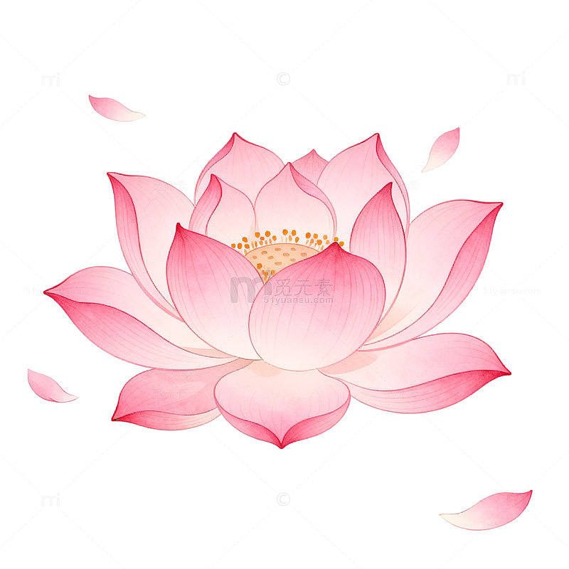 粉色莲花卡通插画