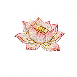 刺绣风格莲花图案装饰贴