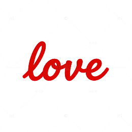 红色手写love艺术字设计素材