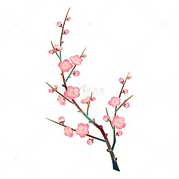 梅花插画手绘素材