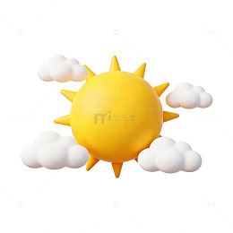 卡通风格太阳云朵天气图标