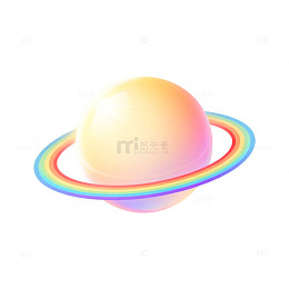 彩虹环奇幻星球插画