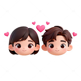 卡通情侣爱心头像设计元素