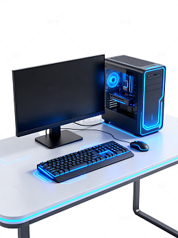 科技感电脑工作站渲染图