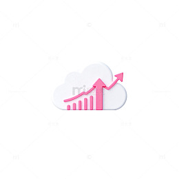云趋势粉色箭头图表图标