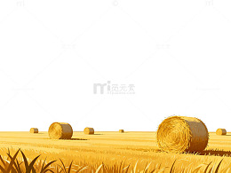 田园风光稻草卷插画