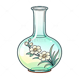 淡雅花瓶花卉图案装饰插画