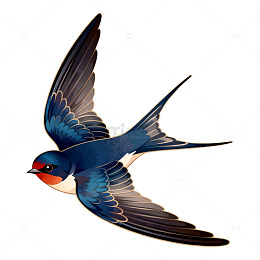 燕子飞翔插画素材