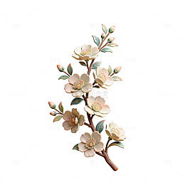 刺绣风格花卉装饰图案