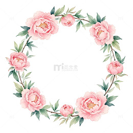 水彩花卉花环图案设计素材