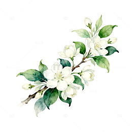 水彩花卉插画树枝花朵